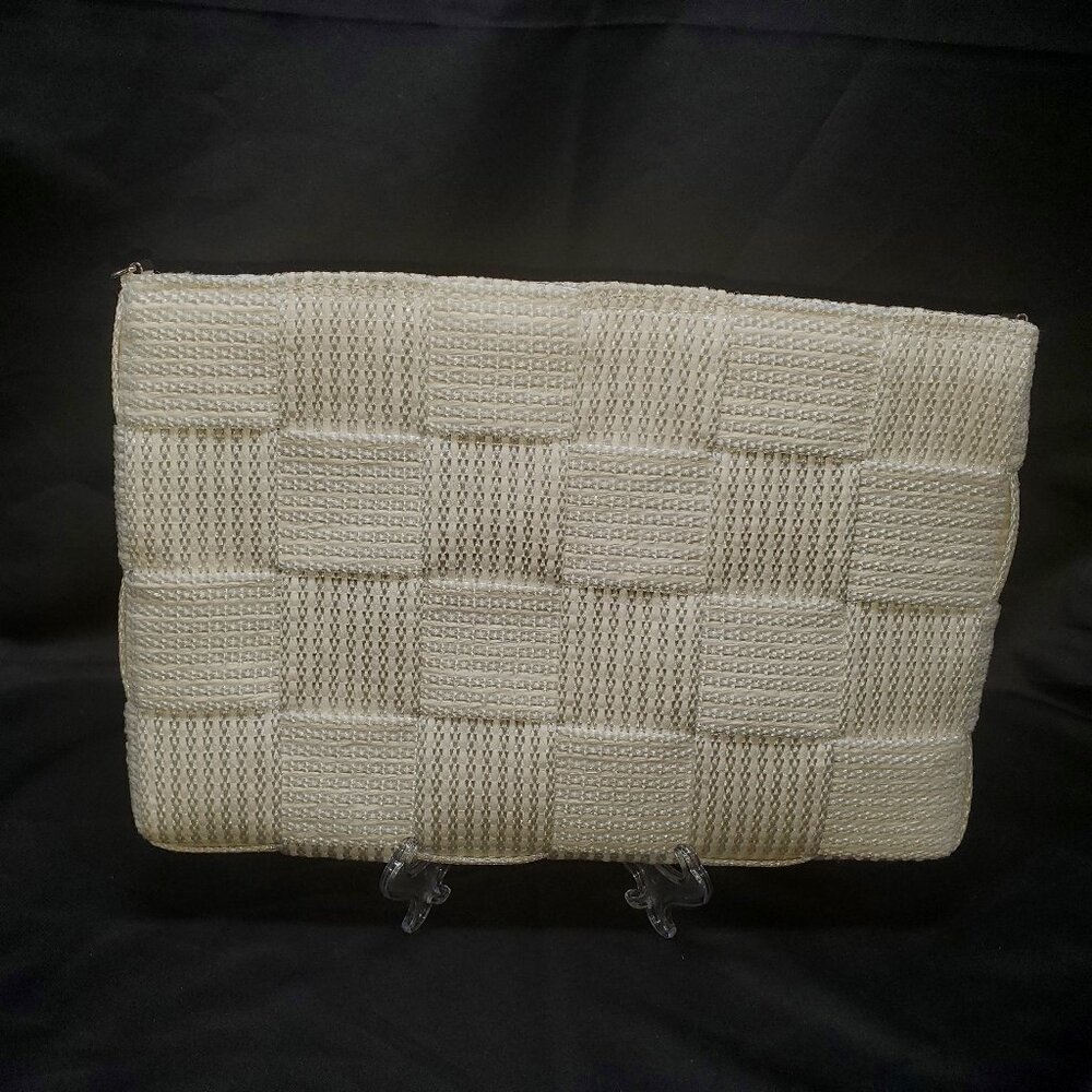 Vintage White Basket Weave Handbag Made in Italy